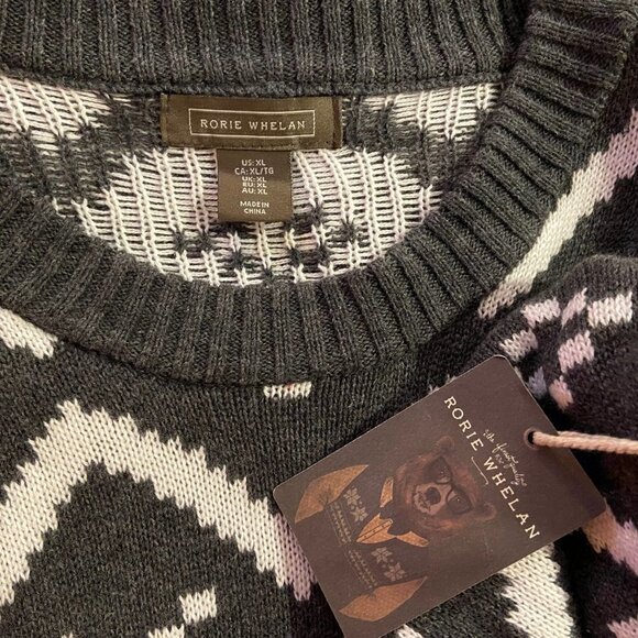 Rorie Whelan Men's Grey / White Geometric Knit Sweater - Size XL - NWT. - Picture 3 of 3